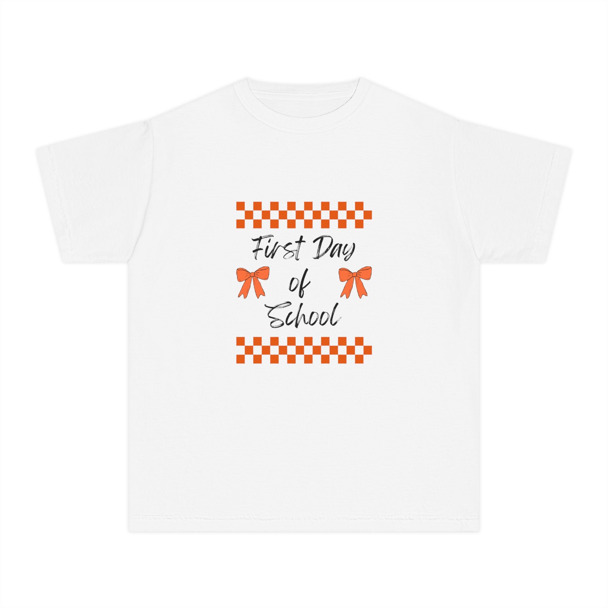 First Day of School Youth T‑Shirt — Cheer Bow Back‑to‑School Tee